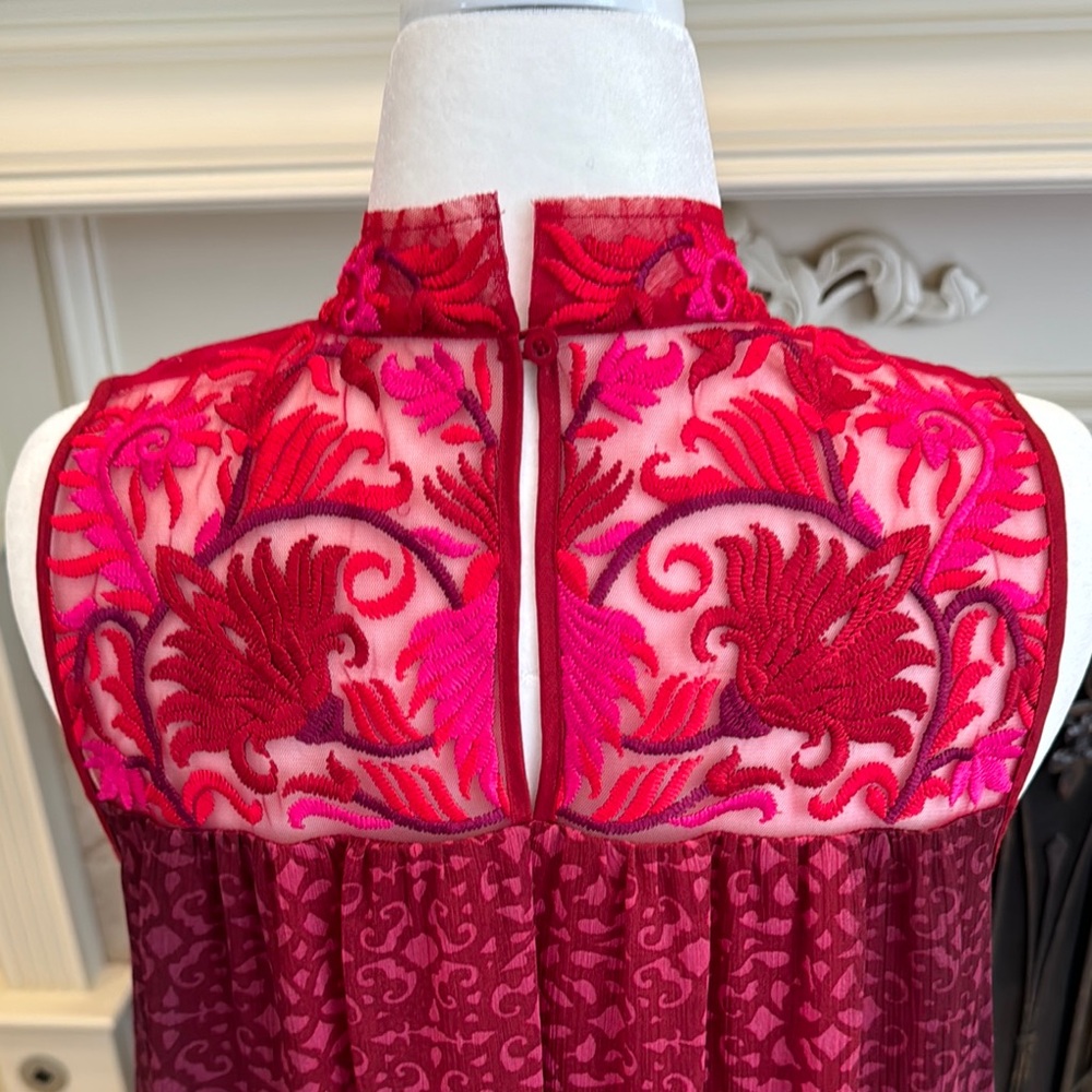 Arms Red Embroidered Mini Dress - Picture 4 of 10